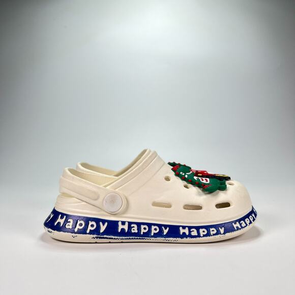 Dinosaur Clogs White Blue Kids Slip On Comfort Shoes Youth Size US 11 EU 29 - Picture 1 of 9